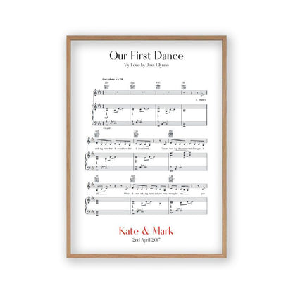 Personalized First Dance Wedding Music Sheet Notes Print - Blim & Blum