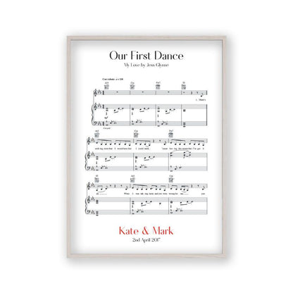Personalized First Dance Wedding Music Sheet Notes Print - Blim & Blum
