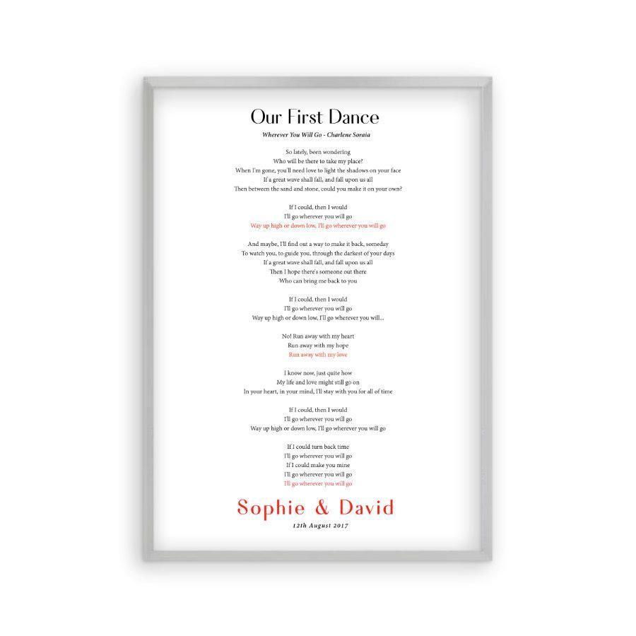 Personalized First Dance Song Wedding Lyrics Print - Blim & Blum