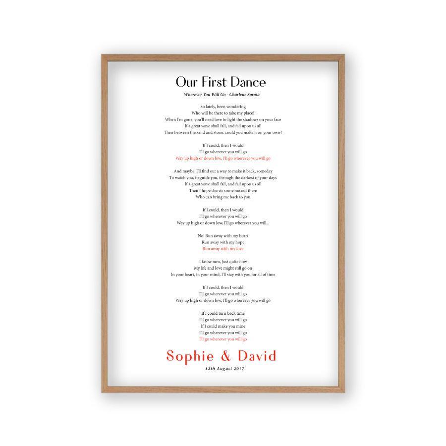 Personalized First Dance Song Wedding Lyrics Print - Blim & Blum