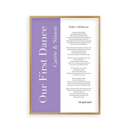 Personalized First Dance Wedding Song Lyrics Music Print in a brushed copper frame
