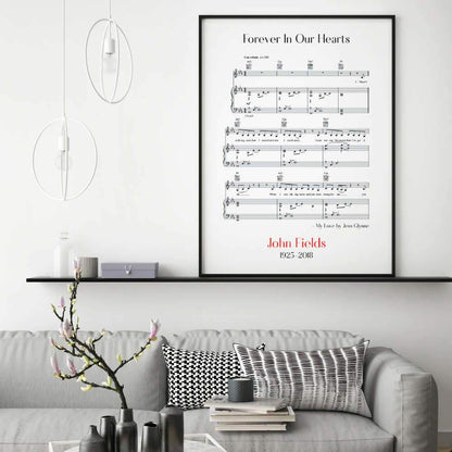 Personalized Funeral Memorial Song Sheet Music Print - Blim & Blum
