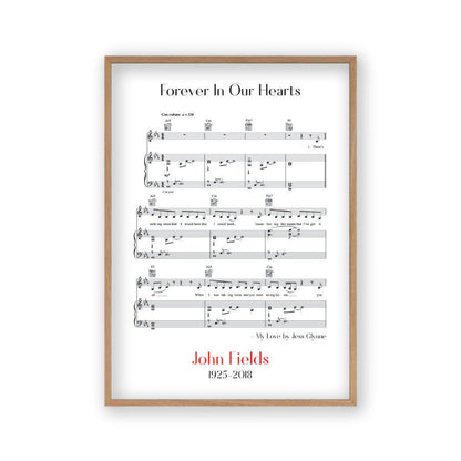 Personalized Funeral Memorial Song Sheet Music Print - Blim & Blum