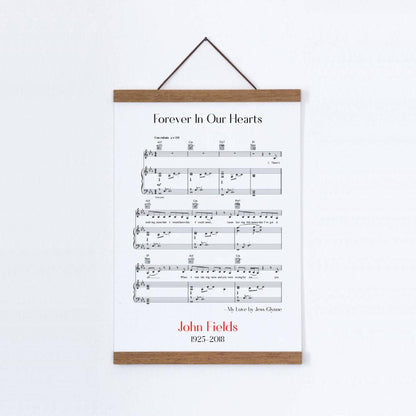 Personalized Funeral Memorial Song Sheet Music Print - Blim & Blum