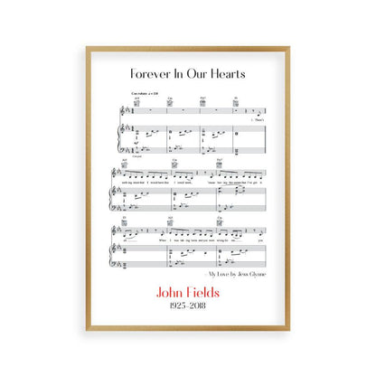Personalized Funeral Memorial Song Sheet Music Print - Blim & Blum