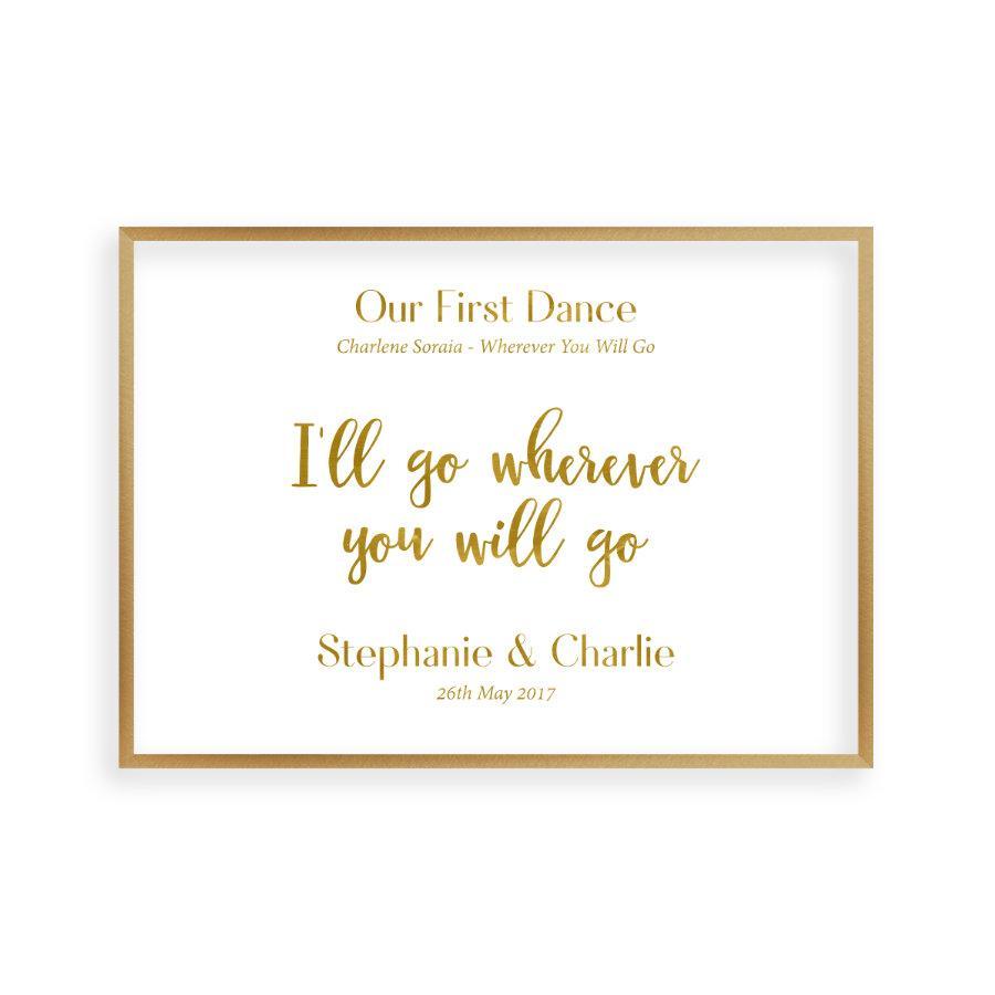 Personalized Gold Foil Wedding Song Lyric Quote Print - Blim & Blum