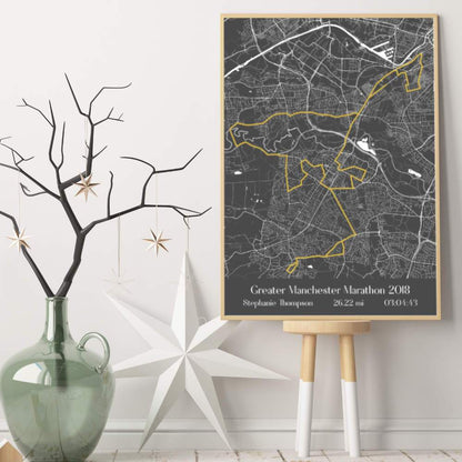 Personalized Greater Manchester Marathon Map Print - Blim & Blum