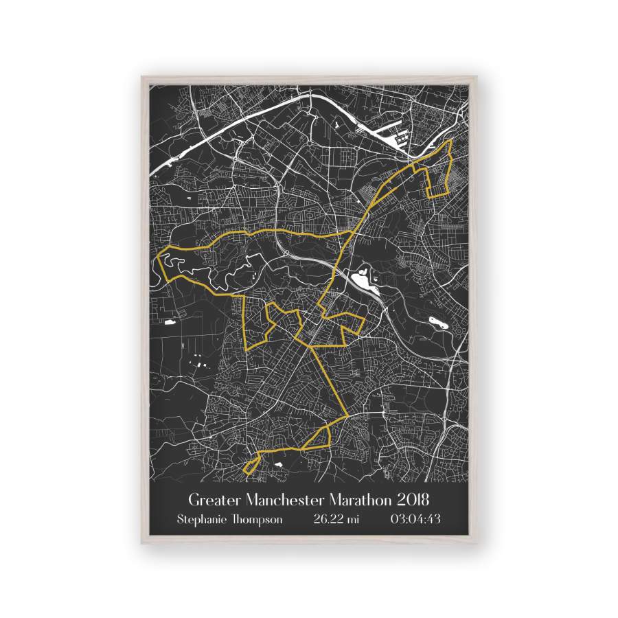 Personalized Greater Manchester Marathon Map Print - Blim & Blum