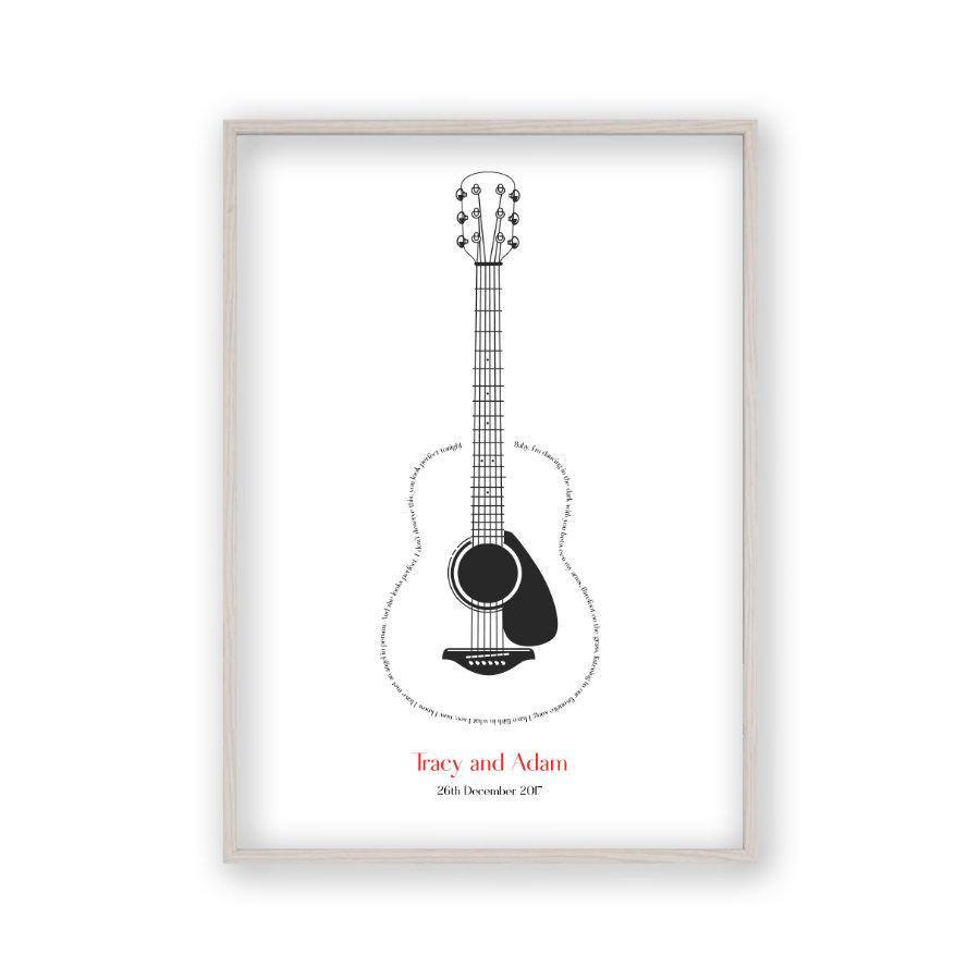 Personalized Guitar Song Lyrics Print - Blim & Blum