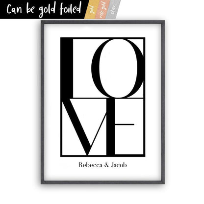Personalized Love Print in a black oak frame