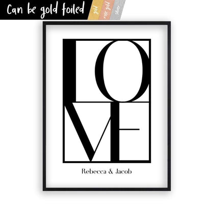 Personalized Love Print in a matt black frame