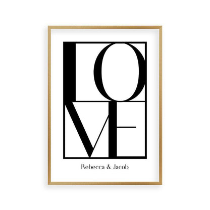 Personalized Love Print in a brushed copper frame