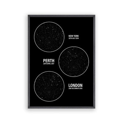 Personalized Star Map Multiple Locations Print - Blim & Blum