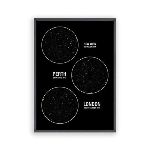 Personalized Star Map Multiple Locations Print - Blim & Blum