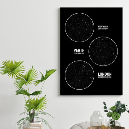 Personalized Star Map Multiple Locations Print - Blim & Blum