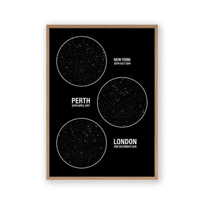 Personalized Star Map Multiple Locations Print - Blim & Blum