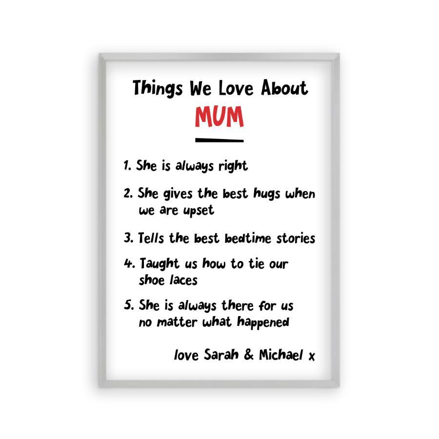 Personalized Things We Love About Mum Print - Blim & Blum