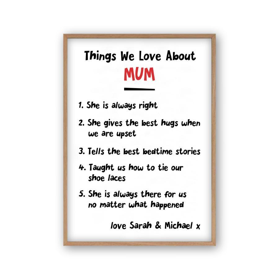 Personalized Things We Love About Mum Print - Blim & Blum