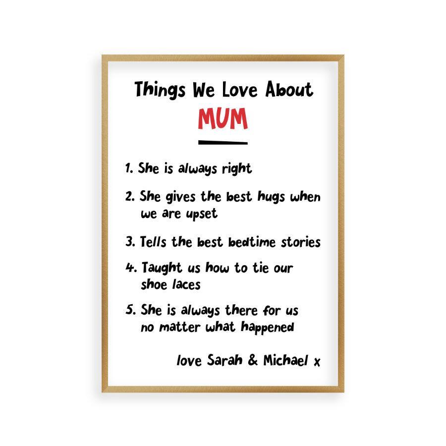 Personalized Things We Love About Mum Print - Blim & Blum