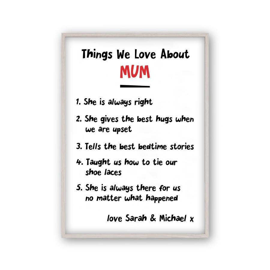 Personalized Things We Love About Mum Print - Blim & Blum