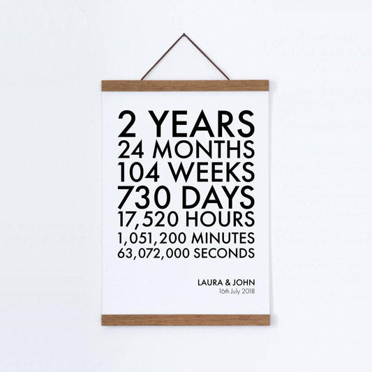 Personalized Time Canvas Print - Cotton 2nd Anniversary - Blim & Blum