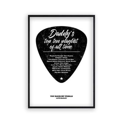 Personalized Top Songs Playlist Guitar Plectrum Print - Blim & Blum