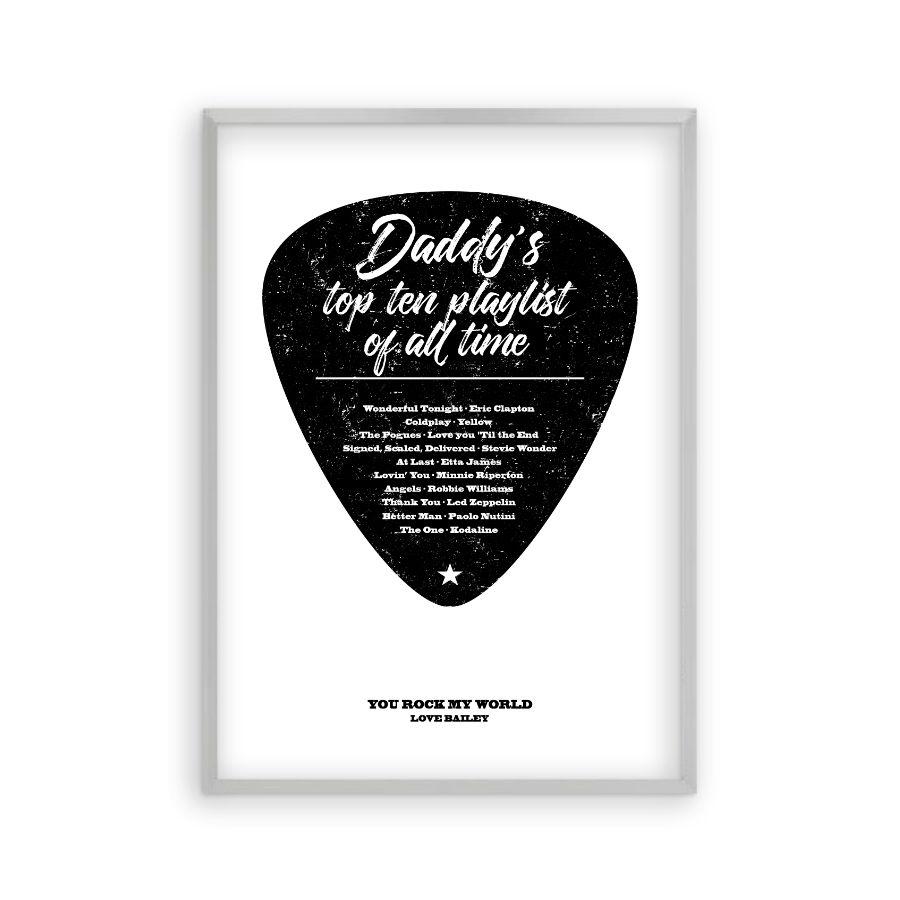 Personalized Top Songs Playlist Guitar Plectrum Print - Blim & Blum