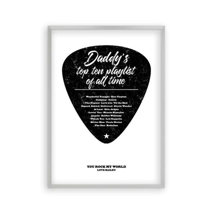 Personalized Top Songs Playlist Guitar Plectrum Print - Blim & Blum