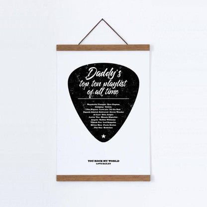 Personalized Top Songs Playlist Guitar Plectrum Print - Blim & Blum
