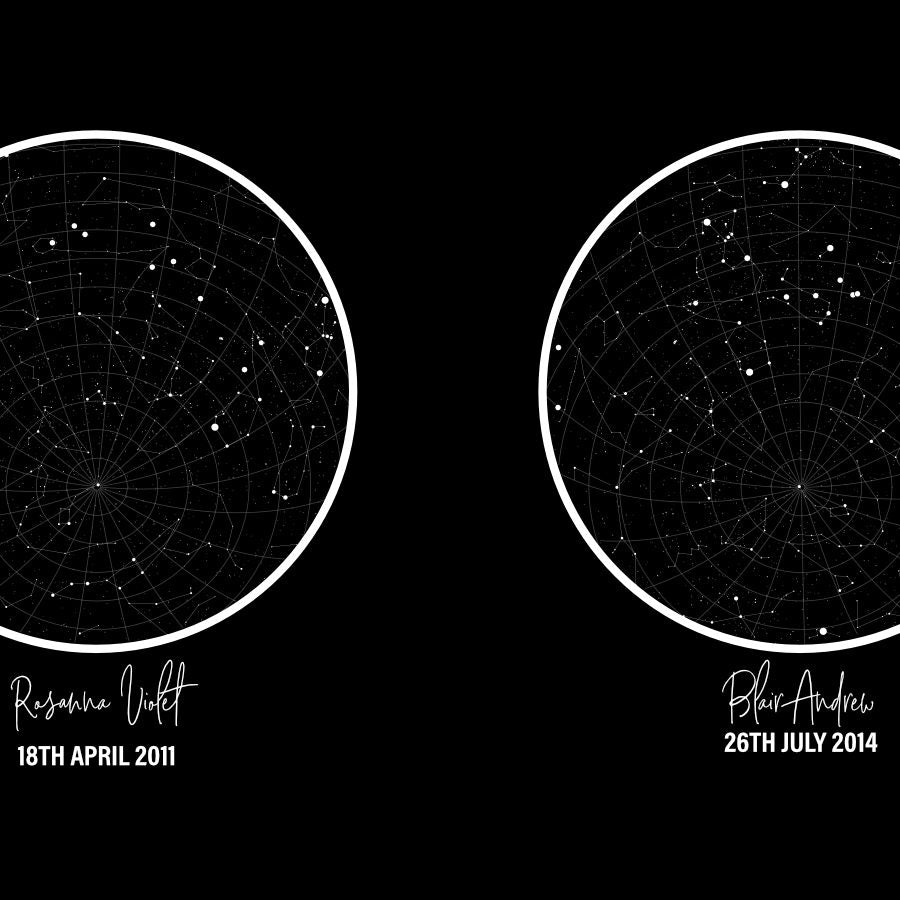 Personalized Trio Of Star Maps Print - Blim & Blum
