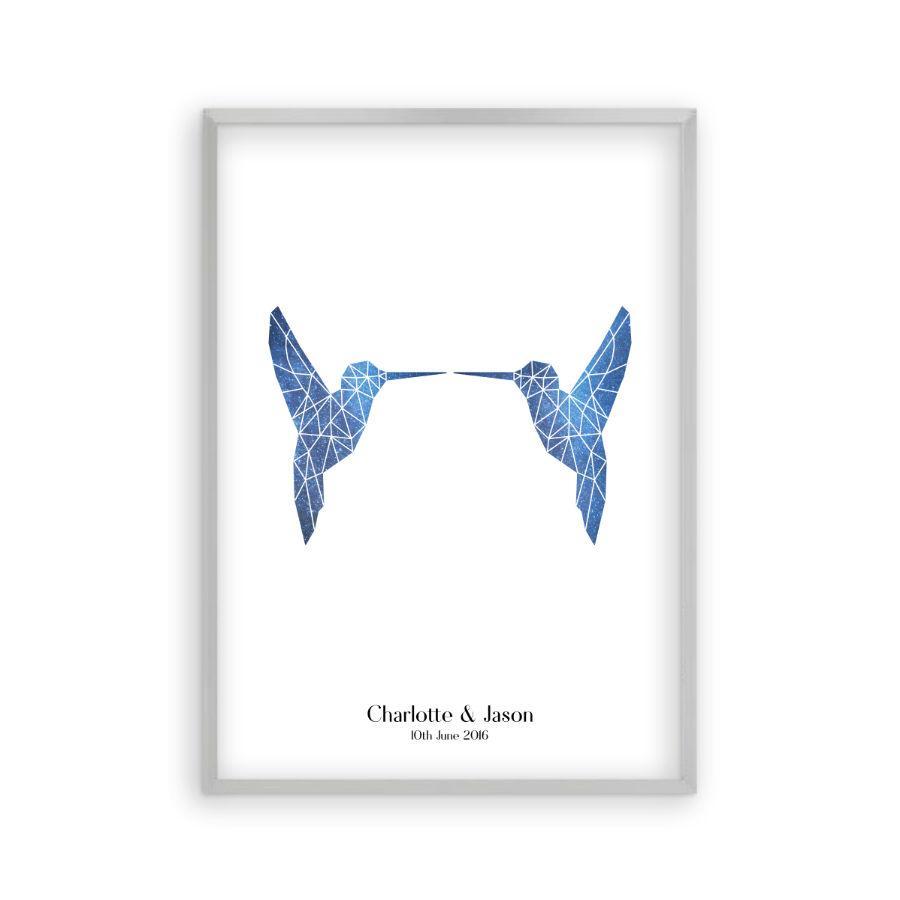 Personalized Two Birds Geometric Couple Stars Print - Blim & Blum
