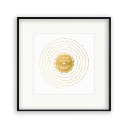 Personalized Vinyl Metallic Foil First Dance Song Record Lyrics Print - Blim & Blum