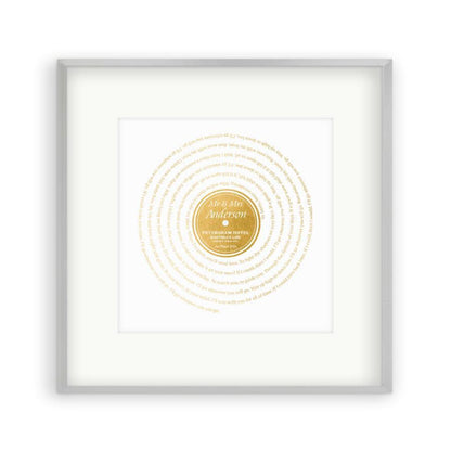 Personalized Vinyl Metallic Foil First Dance Song Record Lyrics Print - Blim & Blum