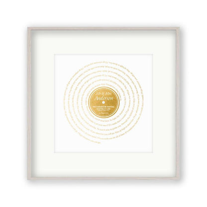Personalized Vinyl Metallic Foil First Dance Song Record Lyrics Print - Blim & Blum