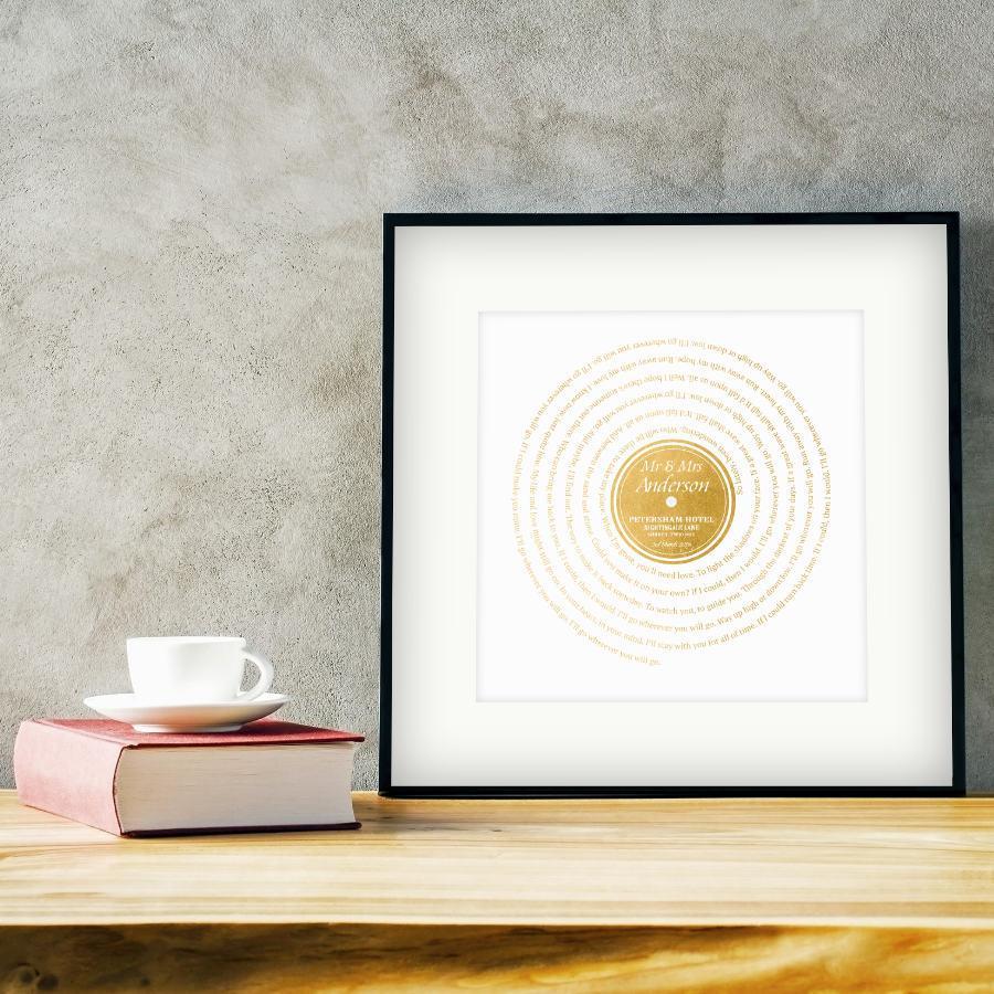 Personalized Vinyl Metallic Foil First Dance Song Record Lyrics Print – Blim & Blum