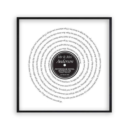 Personalized Vinyl First Dance Song Record Lyrics Print - Blim & Blum