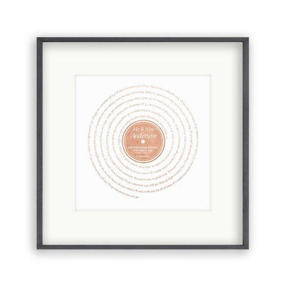 Personalized Vinyl Metallic Foil First Dance Song Record Lyrics Print - Blim & Blum