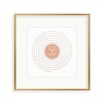 Personalized Vinyl Metallic Foil First Dance Song Record Lyrics Print - Blim & Blum