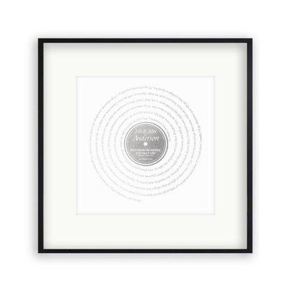 Personalized Vinyl Metallic Foil First Dance Song Record Lyrics Print - Blim & Blum