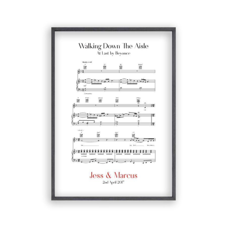 Personalized Walking Down The Aisle Music Sheet Notes Print - Blim & Blum