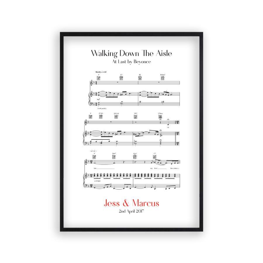 Personalized Walking Down The Aisle Music Sheet Notes Print - Blim & Blum
