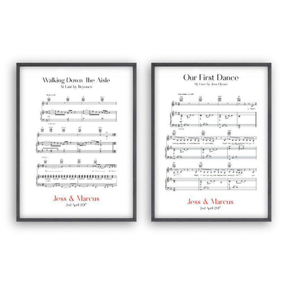 Personalized Wedding Day Sheet Music - Set Of 2 Prints - Blim & Blum