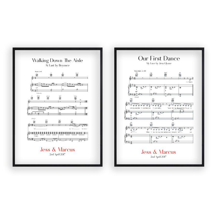 Personalized Wedding Day Sheet Music - Set Of 2 Prints - Blim & Blum