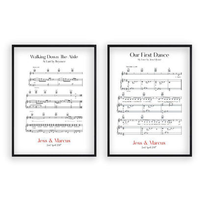 Personalized Wedding Day Sheet Music - Set Of 2 Prints - Blim & Blum