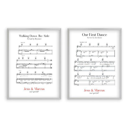 Personalized Wedding Day Sheet Music - Set Of 2 Prints - Blim & Blum