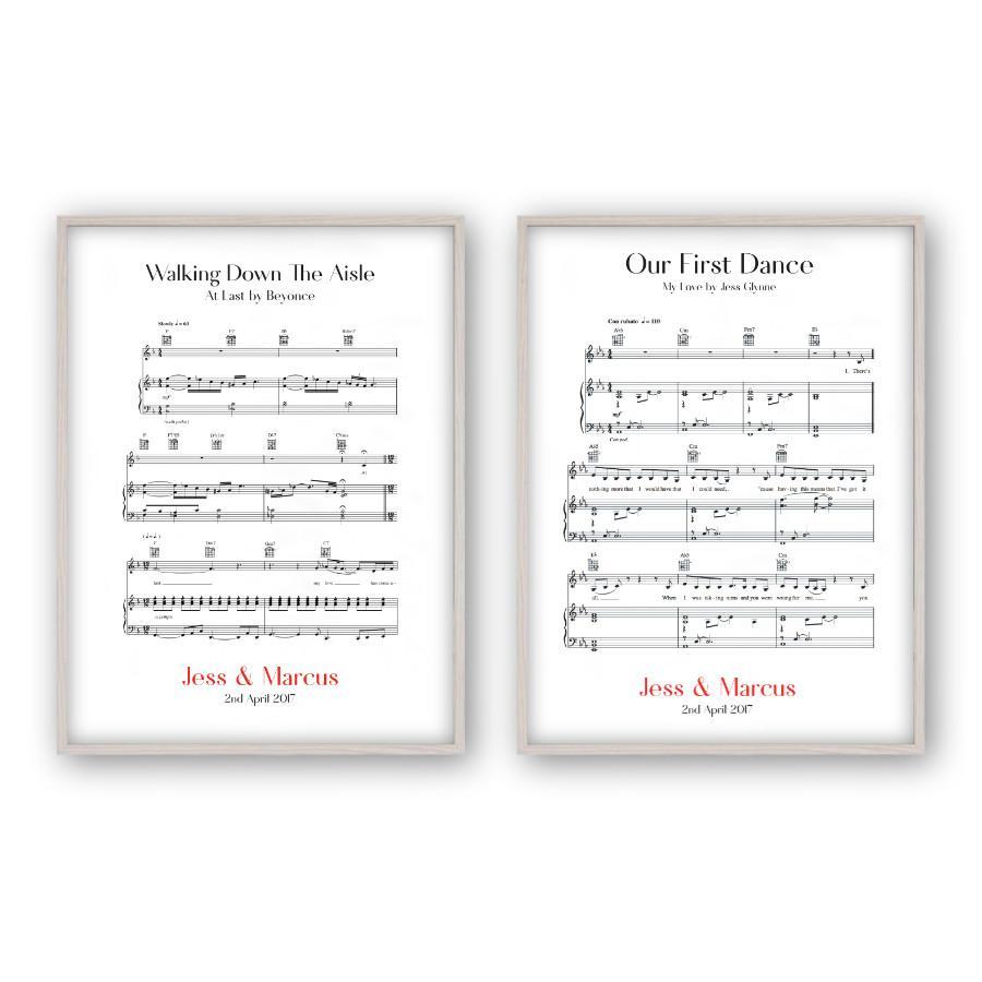 Personalized Wedding Day Sheet Music - Set Of 2 Prints - Blim & Blum
