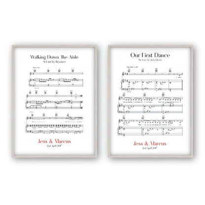 Personalized Wedding Day Sheet Music - Set Of 2 Prints - Blim & Blum