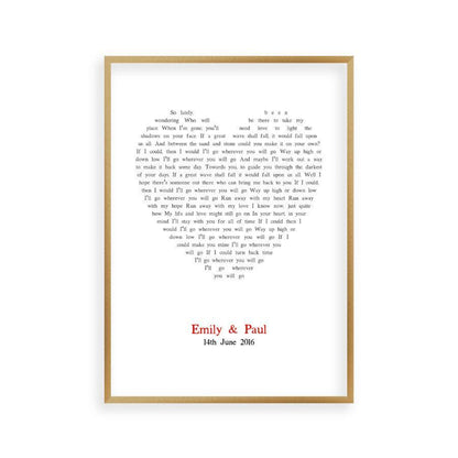 Personalized Wedding First Dance Song Lyrics Heart Print - Blim & Blum