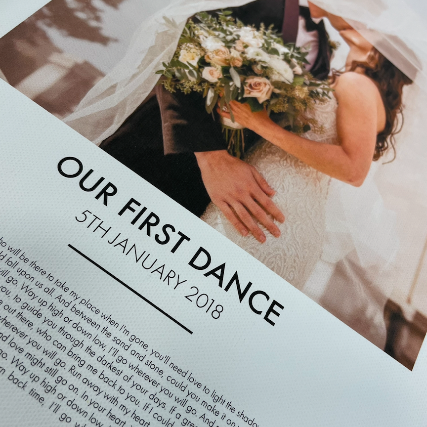 Personalized First Dance Photo Lyrics Second Anniversary Cotton Print