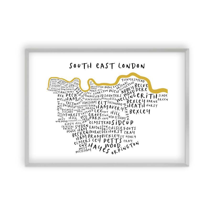 South East London Typography Map Print - Blim & Blum